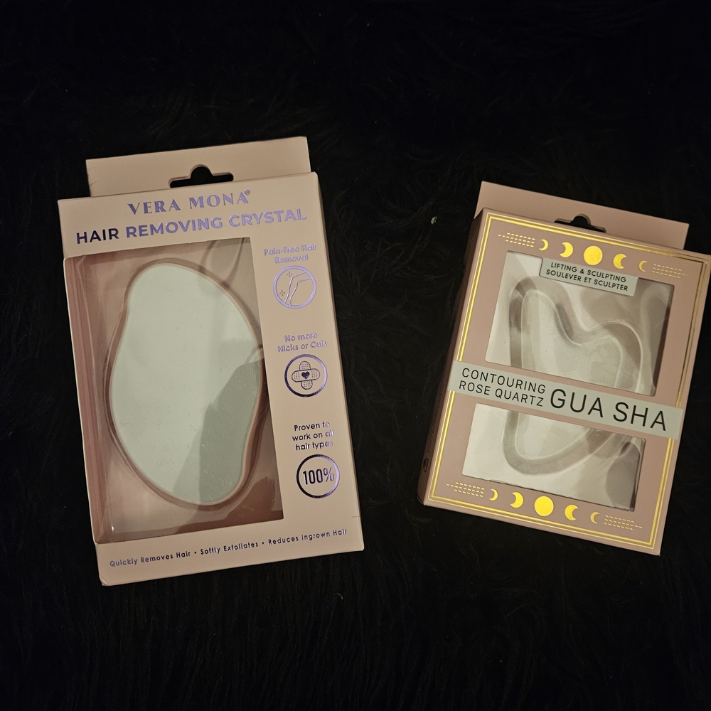 Vera Mona Hair Removing Crystal + Rose Quartz Gua Sha Duo
